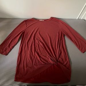 GREEN ENVELOPE RUST COLOR 3/4 SLEEVE KNOT TOP!